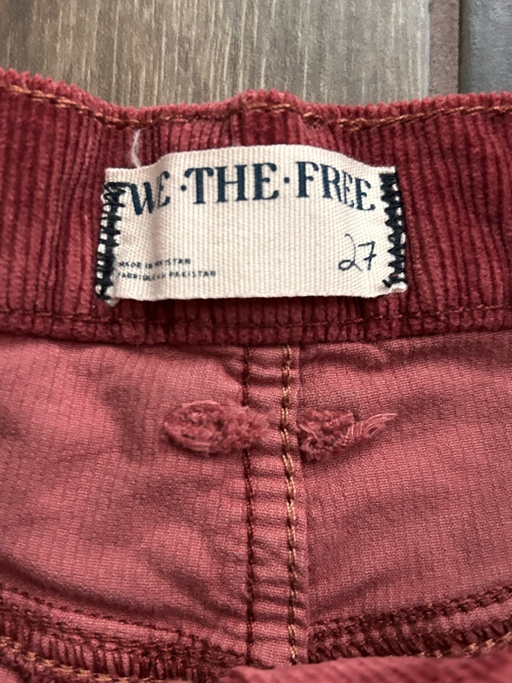 Free People We The Free Risk Taker Corduroy Straight Leg Pants in Red Sz 27 - Picture 8 of 9